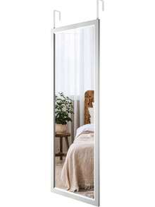 EDIMENS Full-Length Mirror, 160 X 50 Cm, Curved Standing Mirror, Aluminum Alloy Frame, Tempered Glass, For Bedroom, Living Room, Wardrobe - 110x40cm-Weiß - 查看 2