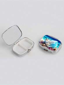 Vintage Fun Starfish Pill Box, Cute Starfish Design, Square Pill Box, Portable Medication Storage Compartment, Mini Metal Storage Box, Portable Jewelry And Pill Box, Travel Pill Box, Large Capacity Compartment, Weekly Medication Organizer, Suitable For Daily Medications And Vitamins, Essential For Doctors And Nurses, Emergency Needs, Travel, Hiking Emergency Rescue, Unique Gift Choice - Multicolor - View 8