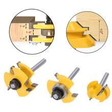 3pcs 45° Router Bits 3-Flute T-Shank 1/4" - A - View 3