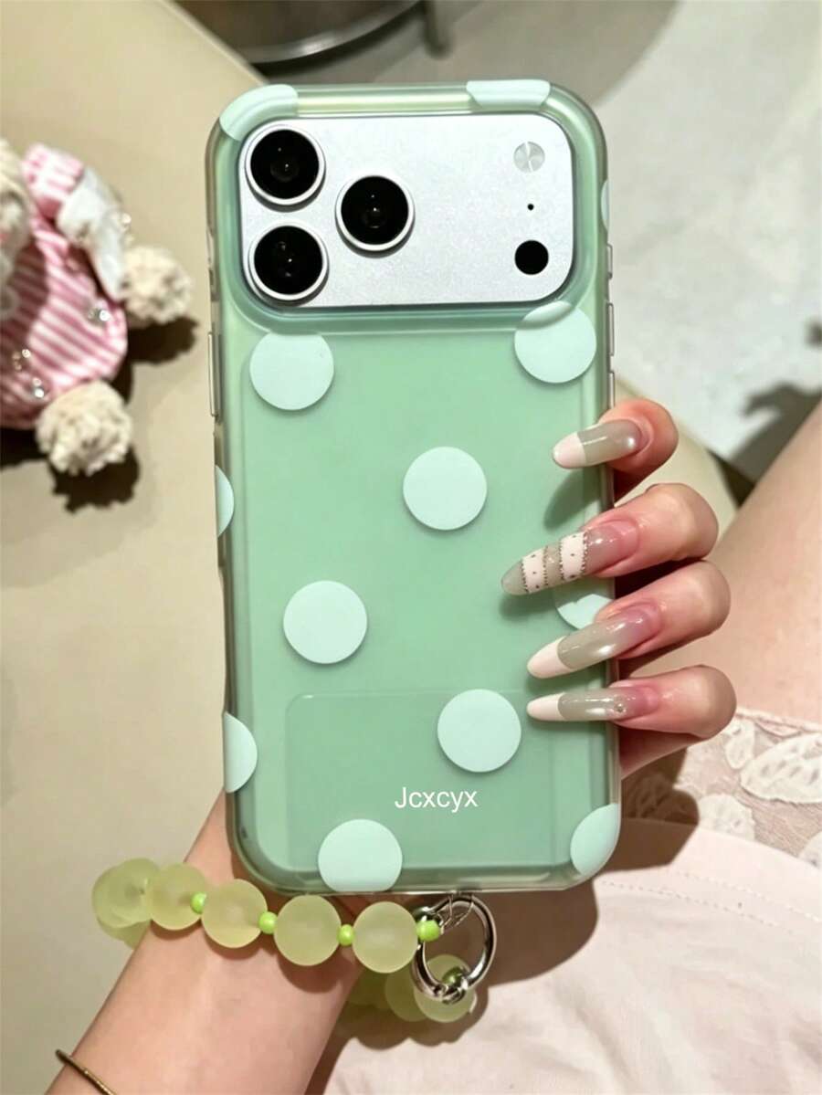 Y2K Fashion Cute Polka Dot Candy Color Matte Soft Phone Case, Compatible With IPhone 17 Pro Max 17 Pro 17 16 Pro Max 16 Pro 16 15 Pro Max 15 Pro 14 Pro Max 14 Pro 13 12 11, With Colorful Anti-Loss Lanyard, Semi-Transparent Back Cover
