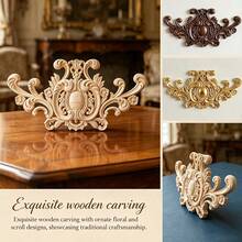 1pc Solid Wood Carving Decals, Woodworking Supplies, Home Decorations, Suitable For Cabinets, Doors And Windows, Furniture, Background Walls, Porches, Offices And Other Decorations, Holiday Decorations, DIY Decorations. - Multicolor - View 4