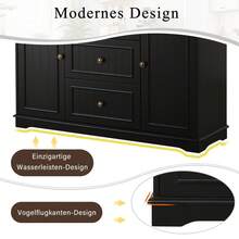 Modern Sideboard In A Minimalist Style / MDF Sideboard / Freestanding Base, High Load-Bearing Capacity / Generous Storage Space / Suitable For Dining Rooms, Living Rooms And Entryways - Black - View 10