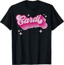 Unisex Erwachsenen-T-Shirt Cardi mit Vornamen im Vintage-Stil, personalisiertes Damen-T-Shirt im 70er-Jahre-Retro-Look - Schwarz - Übersicht 1