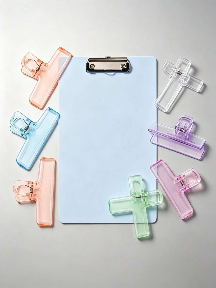 8pcs Acrylic Chip Clips , Transparent Airtight Bag Clips For Food Storage, Reusable Kitchen Clips For Snack Bags Potato Chips Cereal, 8 Colors Available - Random Color - View 1