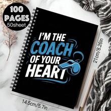 1pc Dynamic Soccer Splash Art A5 Spiral Notebook, A5 Size, 50 Sheets, Student Classroom Notes, Office Meeting Records, Portable Planner And Diary Notebook, Suitable For Professionals, Students - Autumn Semester Essential School Supplies - C - View 1