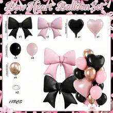 Pink & Black Balloon Arch Kit, Includes 18", 10", 5" Different Size Balloons And Bows, Suitable For Birthday, Wedding, Baby Shower, Bridal Shower And Other Party Decorations - Bow Theme - View 14