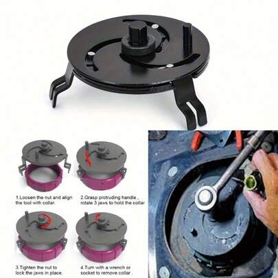 Fuel Tank Cap Wrench 100 To 170 Mm Fuel Pump Sender Lock Ring Tool Multifunctional Adjustable Wrench Universal Fuel Tank Cap Removal Tool Three Jaw Right Angle Wrench Tool
