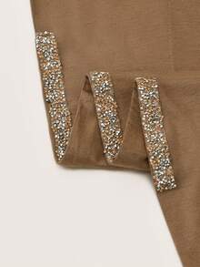 1PC/2PCS Women's Triangle Solid Color Rhinestone Headscarf, Non-Slip Islamic Solid Color Casual Under Cap, Simple Versatile, Soft Comfortable Skin-Friendly, Suitable For Daily Wear, Suitable For All Seasons - 1PC-light Brown Color - View 6