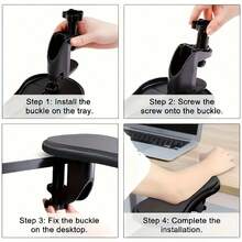 Soporte de extensión para brazo de escritorio con abrazadera, bandeja ergonómica de apoyo para el codo, soporte ajustable para el antebrazo, tablero de extensión de escritorio con abrazadera resistente, soporte para brazo para aliviar la presión de la muñeca, adecuado para oficina, juegos de computadora, estudio en casa, accesorio de actualización para escritorio de computadora - A - Ver 6