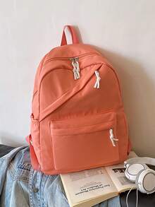 1 Set Back To School Fashion Casual Solid Color Backpack Set, Backpack + Tote Bag + Crossbody Bag + Pencil Case, Large Capacity With Laptop Compartment, Solid Color Student Backpack, Adjustable Shoulder Strap + Multi-Pocket Lightweight Portable School Bag, Zipper Bag Set, Suitable For Graduates/Students/Teenage Girls, Perfect For Outdoor Travel/Middle School/High School/College Use - 2186 - View 21