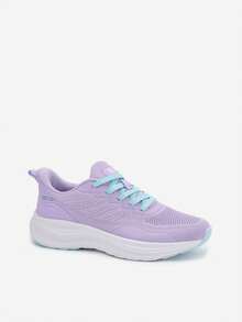 Bequeme Damen-Sportschuhe auf Plateau mit Memory-Schaum für Training und aktiven Lebensstil Gelirae Beige Lila - Violett - Übersicht 3