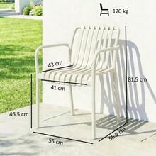 Set Of 4 Stackable Garden Chairs With Slatted Armrests, Ergonomic, Cream White - 白色 - 查看 3
