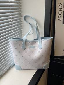 Bolsa de Mão Premium de Grande Capacidade para Mulheres, Bolsa Tote de Ombro Casual Minimalista Versátil e Elegante para o Dia a Dia - Multicolorido - Visão 9