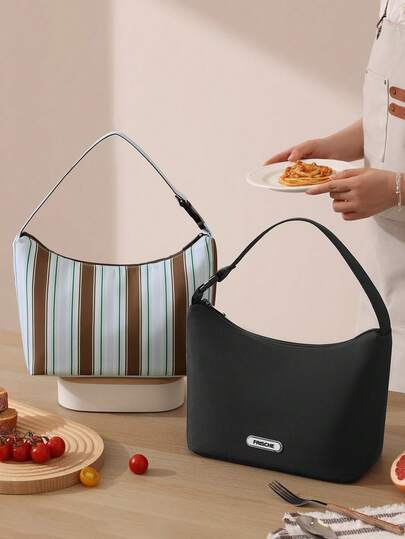 Lunch Bag, Fashionable Bento Bag, Large Capacity Insulated Lunch Bag, Minimalist Cooler Bag, Fashionable Handbag Style, Minimalist Korean Style, Reusable Food Storage Bag, Portable Insulated Lunch Box Storage Bag, Suitable For Women, Girls, Students, Office Workers, Teachers, Nurses, For School, Travel, Picnic And Vacation, Home Decor, Back To School Essential