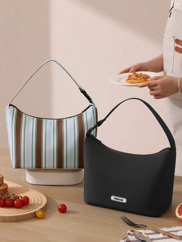 Lunch Bag, Fashionable Bento Bag, Large Capacity Insulated Lunch Bag, Minimalist Cooler Bag, Fashionable Handbag Style, Minimalist Korean Style, Reusable Food Storage Bag, Portable Insulated Lunch Box Storage Bag, Suitable For Women, Girls, Students, Office Workers, Teachers, Nurses, For School, Travel, Picnic And Vacation, Home Decor, Back To School Essential