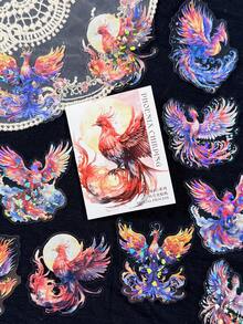 10入/包復古鳳凰主題貼紙，適用手帳DIY拼貼裝飾、剪貼簿、日記本、學校用品 - 鳳凰鳴 - 查看 1