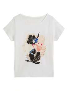 Women's Cotton Top On  Unisex Vintage Music Live Top - White - View 1