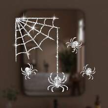 Shiny Spider Web Stickers - Fun Home Decor Decals, Durable And Removable, Suitable For Bedroom Windows, Makeup Mirrors, Full-Length Mirrors, Laptops, Doors & Windows Decoration - Sticker - View 1