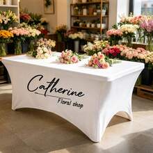 Mantel ajustado con logotipo personalizado, cubierta de mesa de spandex para eventos empresariales - Multicolor - Ver 7