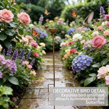1 pieza Estaca de decoración de jardín de metal con forma de cuenco de agua para pájaros vintage y oxidado, adorno de baño y comedero para pájaros para exterior, patio, césped y parterre, regalo de jardinería para amantes de los pájaros - Decoración de jardín - Ver 7