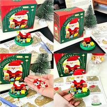 2 Styles Christmas Micro Particle Building Blocks DIY Assembly Ornament With Base And Transparent Dust-Proof Acrylic Cover, ABS Resin Educational Stress Relief Handmade Model, Desktop Entryway Atmosphere Decor, Halloween Christmas Birthday Party Gift Toy For Boys And Girls - Multicolor - View 6
