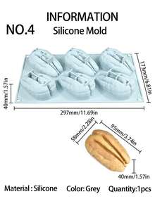 1pc Nut Pistachio Pecan Mousse Silicone Cake Mold, Coffee Bean Almond Chocolate Cake Mold, Silicone Baking Mold - Grey - View 8