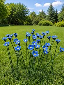 5/10 Pcs Artificial Forget-Me-Not Flowers,Fade-Resistant For Indoor And Outdoor For Room Decor,Home Decor,DIY,Halloween,Christmas Decor,Autumn Deco,Mothers Day, Birthday Party, Valentine's Day,Wedding Items,Bride Stuff,Garden Decor - Blue - View 2