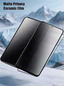 LissKas 2片裝磨砂防窺陶瓷柔性膜，防眩光、防指紋、防窺，適用於 Galaxy A57 A27 S26 S25 S24 Ultra FE / 適用於 17T 15T 14T Pro Poco / Note 13 14 14C 15C 4G 5G / 適用於 iPhone 17 Pro Max，辦公室/地鐵隱私保護，防爆、防刮、無氣泡保護膜，不支援指紋辨識，軟膜 - 黑色 - 查看 9