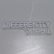1pc Warm White LED Neon Light "Think Differently", USB Powered Plastic Wall Mount, Button Control | Suitable For Home, Factory Direct, Customizable, Low Voltage , Glass Sticker Accessory, Unbreakable Base, No Overheating - 暖白光 - 查看 7