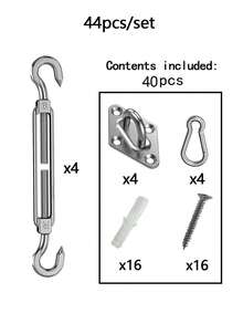 44pcs Sun Shade Sail Hardware Kit: 5.9 Inch Stainless Steel Sun Shade Sail Hardware Kit, Heavy Duty Weather-Resistant Accessories For Triangle/Square/Rectangular Outdoor Sun Shade Sails, Outdoor Patio, Garden, Backyard Sun Shade Equipment. - Multicolor - View 12