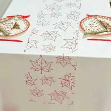 1pc Line Drawing Table Runner 28*275cm 11.02*108.27inch Tougan Transparent Line Drawing Maple Leaf Table Runner Polyester Fabric Table Decor Suitable For Christmas Party, Birthday Party, Thanksgiving, Etc. (Multiple Colors Available) - Multicolor - View 1