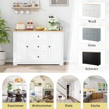 Modern Sideboard In A Minimalist Style / MDF Sideboard / Freestanding Base, High Load-Bearing Capacity / Generous Storage Space / Suitable For Dining Rooms, Living Rooms And Entryways - White - View 7