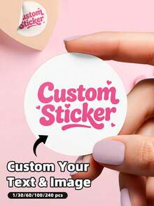 1/30/60/100/240pcs Personalized Labels, Customizable Any Design Image Logo Text Waterproof PVC Stickers For Graduation Wedding Birthday, Holographic Stickers, QR Code Decals - Multicolor - View 1
