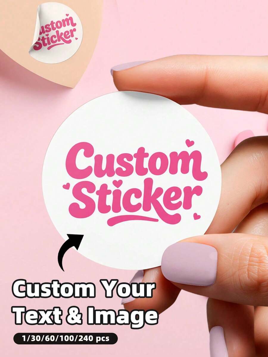 1/30/60/100/240pcs Personalized Labels, Customizable Any Design Image Logo Text Waterproof PVC Stickers For Graduation Wedding Birthday, Holographic Stickers, QR Code Decals - Multicolor - View 1