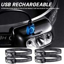 1/2/3/5pcs High-Brightness LED Headlamp Sensor Waterproof Suitable For Camping, Hiking, Fishing And Emergency Use - Style a - View 3