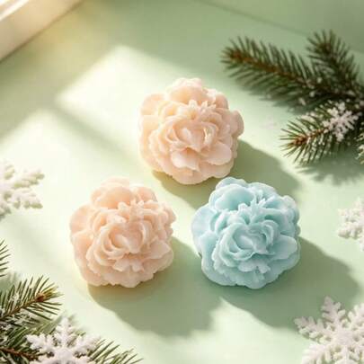 3-Piece Peony Flower Silicone Mold For Candles, Aromatherapy, Plaster, Soap, Home Decor