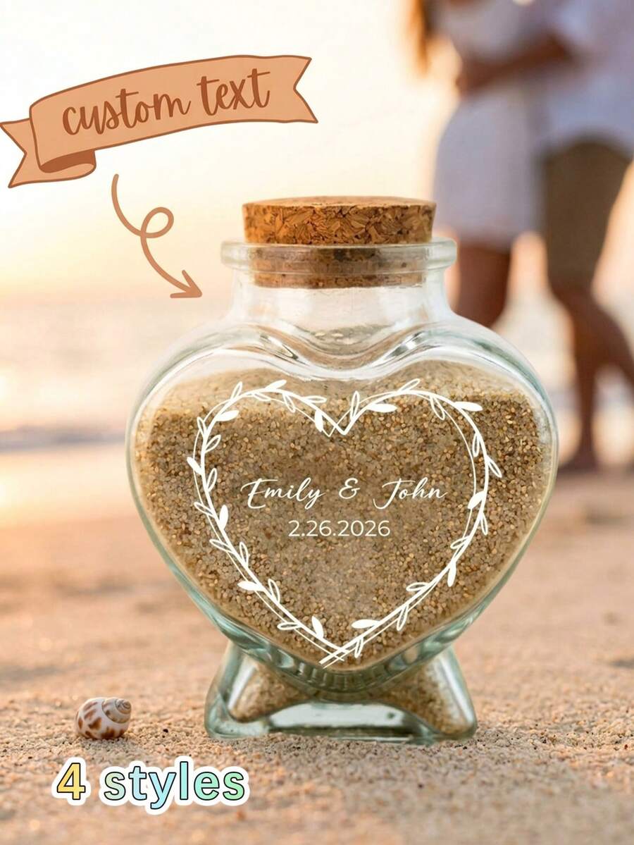 Customized Love-Themed Glass Sand Wish Bottle. Suitable For Newlyweds And Couples, And Suitable For Wedding Occasions. - Multicolor - View 1