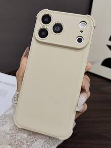 奢華純色相機保護軟手機殼,適用於 iPhone 17 Pro Max 17 Pro 17 16 15 14 13,四角防摔防震保護背蓋 - 白色 - 查看 2
