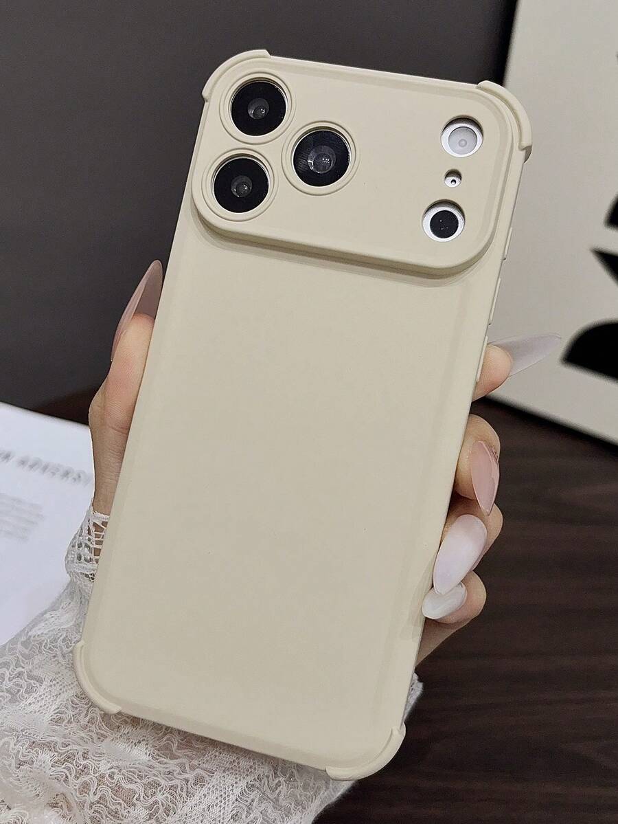 奢華純色相機保護軟手機殼，適用於 iPhone 17 Pro Max 17 Pro 17 16 15 14 13，四角防摔防震保護背蓋