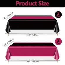 D4Pcs Hot Pink And Black Tablecloths Table Runner Waterproof Disposable Rec Table Covers For Graduation Wedding Black And Pink Birthday Decorations 51 X 86inch - Hot Pink and Black - View 2
