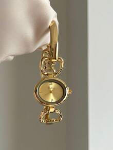 Gold Square Bracelet Watch For Women, Quartz Movement, Delicate And Compact, Suitable For Daily Wear, Birthday/Graduation Gift, Casual Gatherings - Gold - View 12