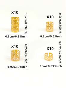 40 piezas de accesorios para el cabello trenzado, múltiples anillos de metal dorado ajustables, decoración de trenzas, adecuado para adolescentes - Dorado - Ver 7