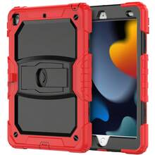 适用于 iPad (A16) 第 11 代/Air11/Air13 M3 (2025) 第 9/8/7 代 (2021/2020/2019) 的重型防震保护壳，坚固耐用的硬壳保护套，内置支架，适用于 10.2 英寸 iPad 2021/2020/2019。 - 紅色 - 查看 5
