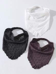 3pcs/Set Women's Fashion Embroidered Rolled Edge Headwrap Hairband Suitable For Daily And Vacation Use - Black + White + Purple Sweet Potato Color - View 10