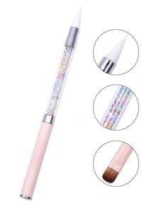 Pincel & Bolígrafo de Puntos, Pincel de Gel de Acero Inoxidable 2 en 1 de Doble Extremo, Herramienta de Corte de Polygel, Adecuado para Gel UV, Extensión de Uñas Acrílicas, Gel de Construcción Rápida, Para Uso en el Hogar y Salón de Uñas Profesional - Multicolor - Ver 10