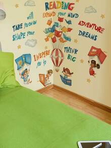 mama look 1pc, 30*120cm, Educational Learning Wall Sticker, Building Blocks Puzzle, Student Reading, Positive Encouragement Quotes, PVC Self-Adhesive Removable Wall Sticker, Suitable For Bedroom, Living Room, Study, Dining Room, Bathroom, Home Wall Decoration, Room Decor, Etc. - Multiple Styles - View 16