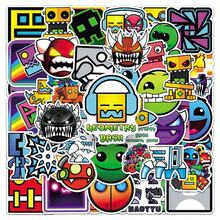 50pcs Geometry Dash Parkour Game Funny MEME Graffiti Gift Stickers, Vinyl Waterproof Stickers, Suitable For Journals, Computers, Scrapbooks, Suitcases, Water Bottles, Phones - Multicolor - View 1