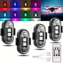 2PCS/6PCS LED Drone Decorative Lights Aircraft Flashing Lights, With Wireless Remote Control USB Charging, RGB Multicolor Ambient Lights, Neon Lights, With Remote Control, Night Anti-Collision Lights, RV Interior Lighting, Suitable For Halloween Decoration Lighting, IP65 Waterproof Rating - Multicolor - View 6