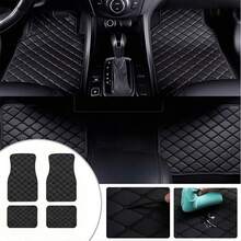 4-Piece Universal Car Floor Mat Set, With PVC Leather Surface, Fashionable Quilting Pattern, Water And Stain Resistant, Suitable For All Seasons, Deep Edge Design Can Effectively Absorb Dust, Bottom With Anti-Slip Material, Easy To Clean And Install. - Multicolor - View 5