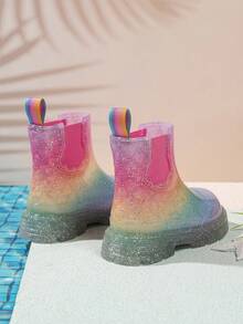 Children's New Rainbow Rain Boots, Fashionable Versatile Essential For Girls' Outfits, Cool Black For Boys And Girls, Multiple Styling Options, Street Style - Multicolor - View 3